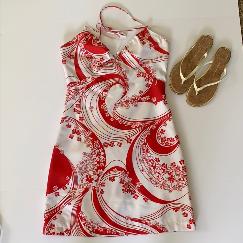 Halter Toes on the Nose Hawaiian print dress